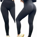 DUALLITY WEAR black seamless stretch leggings with a comfortable fit, ideal for gym or everyday wear.