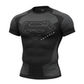 DUALLITY WEAR black compression t-shirt with Superman logo, ideal for training.