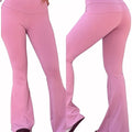 DUALLITY WEAR pink bootcut leggings with a flattering fit and premium soft fabric, perfect for gym or casual wear.