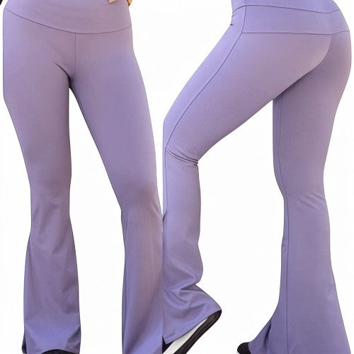 DUALLITY WEAR light purple bootcut leggings made from soft, premium fabric with a flattering fit for gym or casual wear.